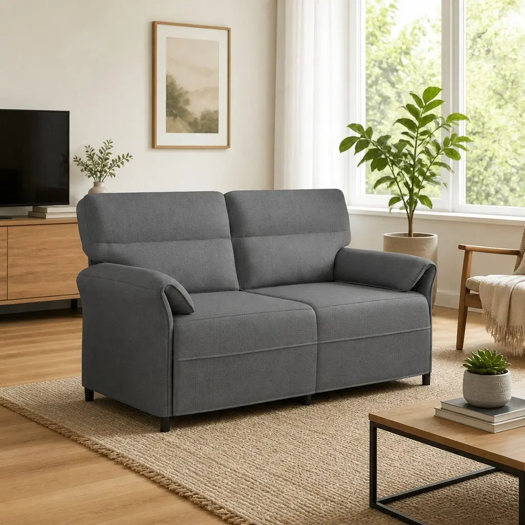 Sofa Grey Modern Contemporary Living Room Lounge Couch Metal Frame Cushioned