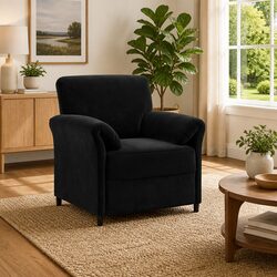 Elegant Black Velvet 1-Seater Sofa for Modern Living