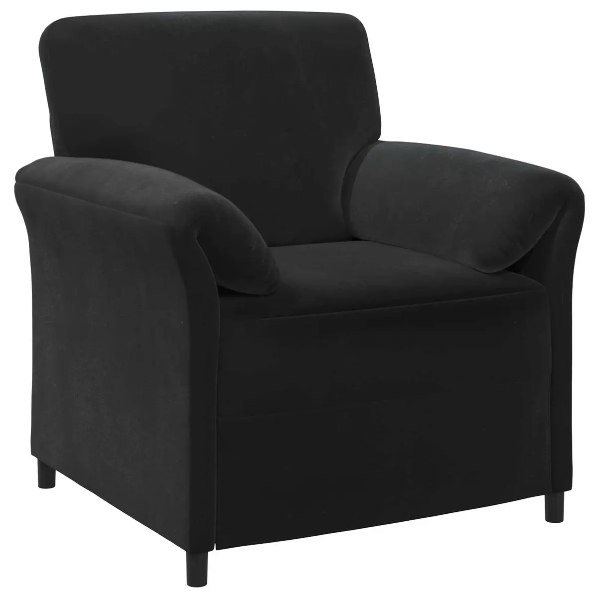 1-Seater Sofa Black Modern Living Room Couch Velvet Lounge Chair 88x83x95cm