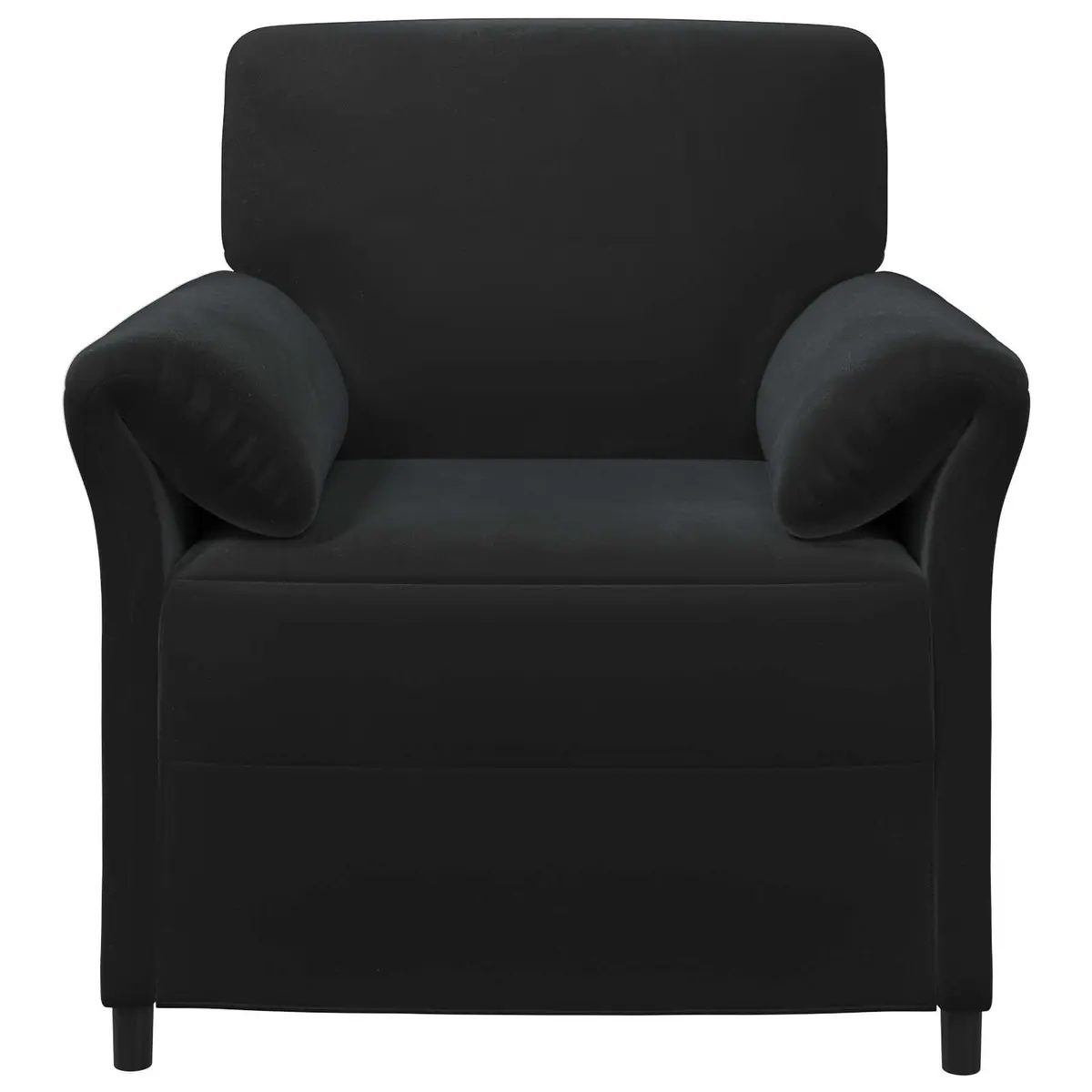 1-Seater Sofa Black Modern Living Room Couch Velvet Lounge Chair 88x83x95cm