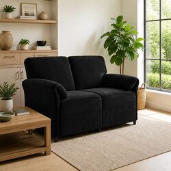 Black Velvet 2-Seater Sofa for Living Room Comfort