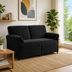 Elegant 2-Seater Sofa in Black Velvet for Modern Living