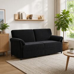 Black Velvet 3-Seater Sofa for Cozy Living Rooms