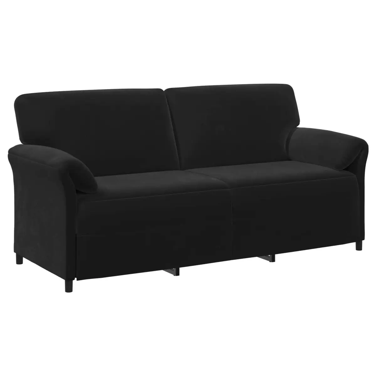 3-Seater Sofa Black Velvet Living Room Lounge Couch Contemporary Design 198cm