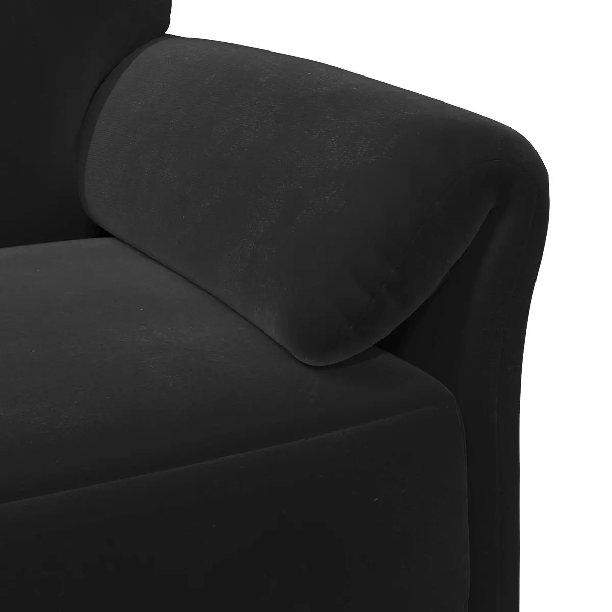 3-Seater Sofa Black Velvet Living Room Lounge Couch Contemporary Design 198cm