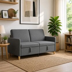 Dark Grey Storage Sofa 152cm for Cozy Living Spaces
