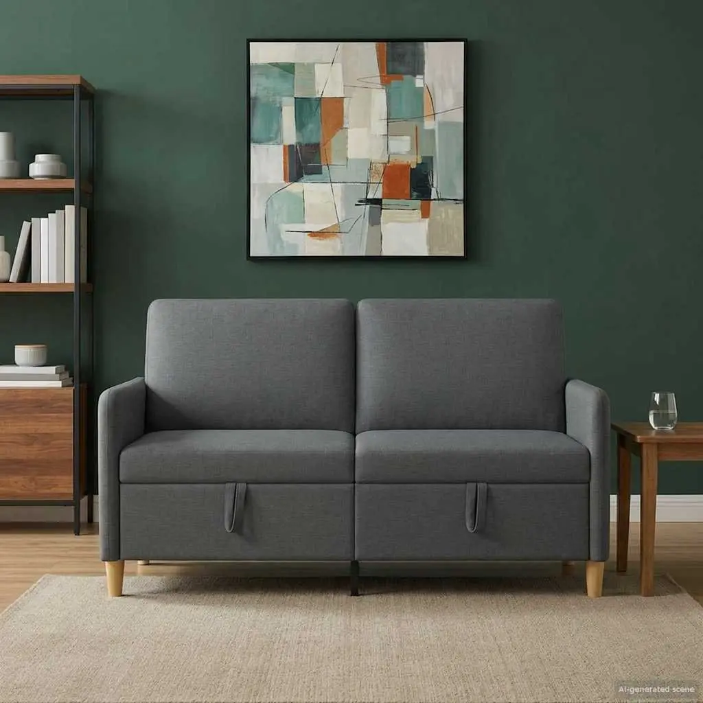 Storage Sofa Dark Grey 152cm Modern Lift-Up Seat Polyester Foam Metal Frame