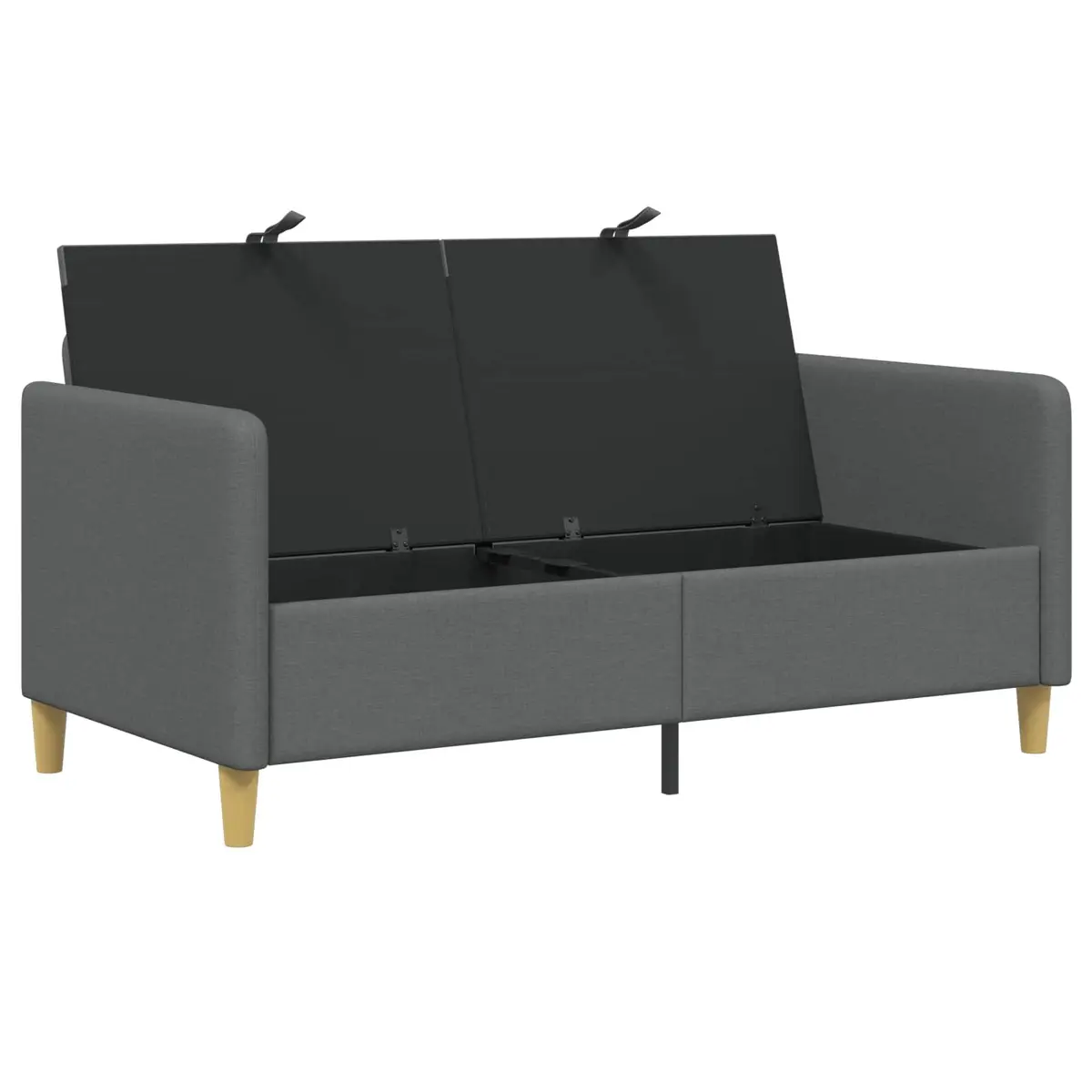 Storage Sofa Dark Grey 152cm Modern Lift-Up Seat Polyester Foam Metal Frame