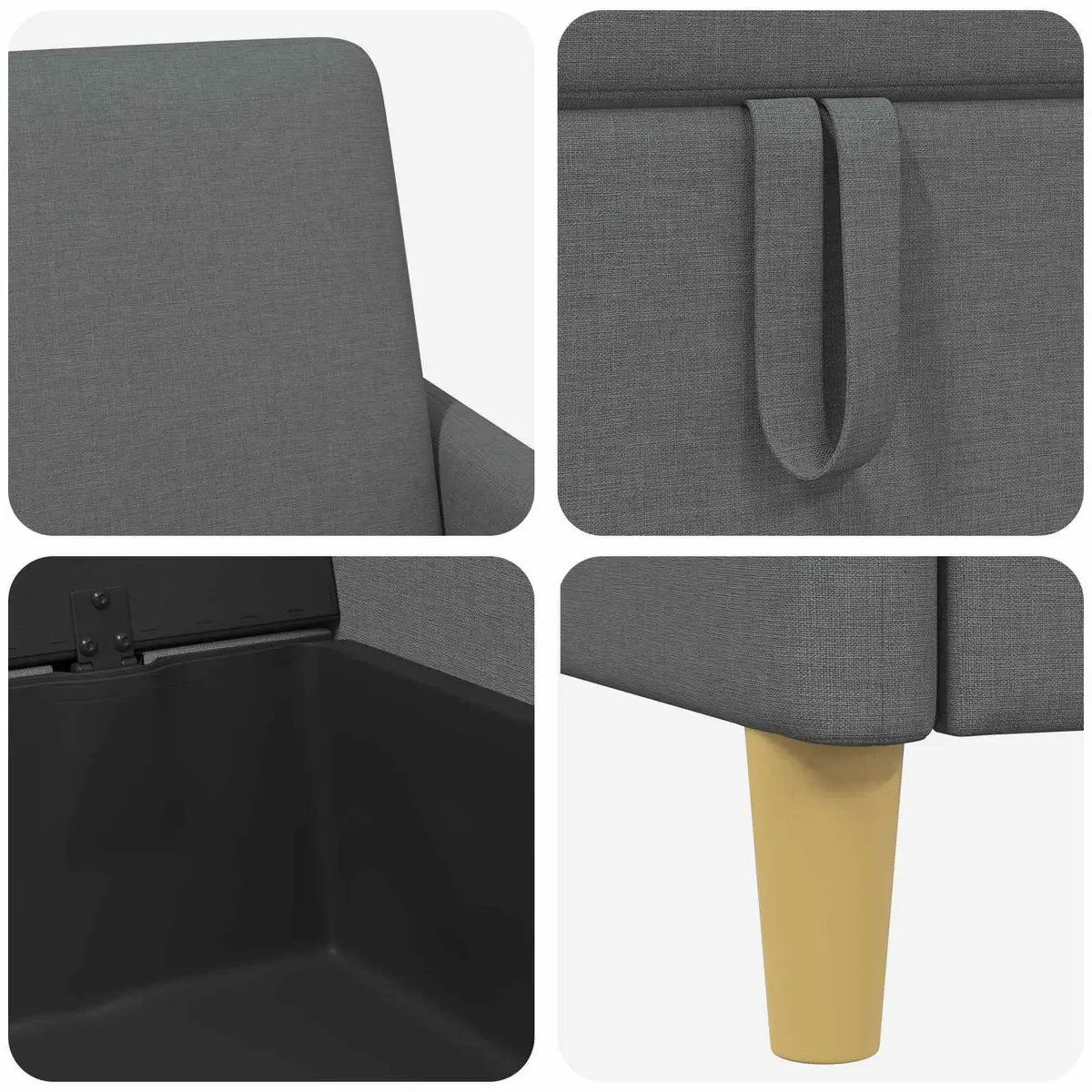 Storage Sofa Dark Grey 152cm Modern Lift-Up Seat Polyester Foam Metal Frame