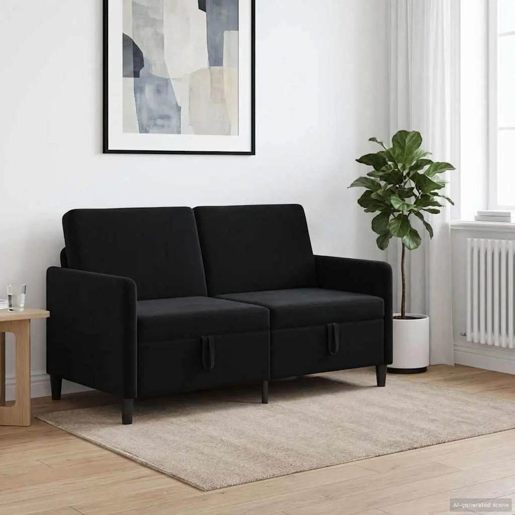 Sofa Modern Black Polyester Lift-Up Storage Seat Furniture for Living Room
