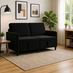 Black Modern Storage Sofa with Lift-Up Seat 172x78x87cm