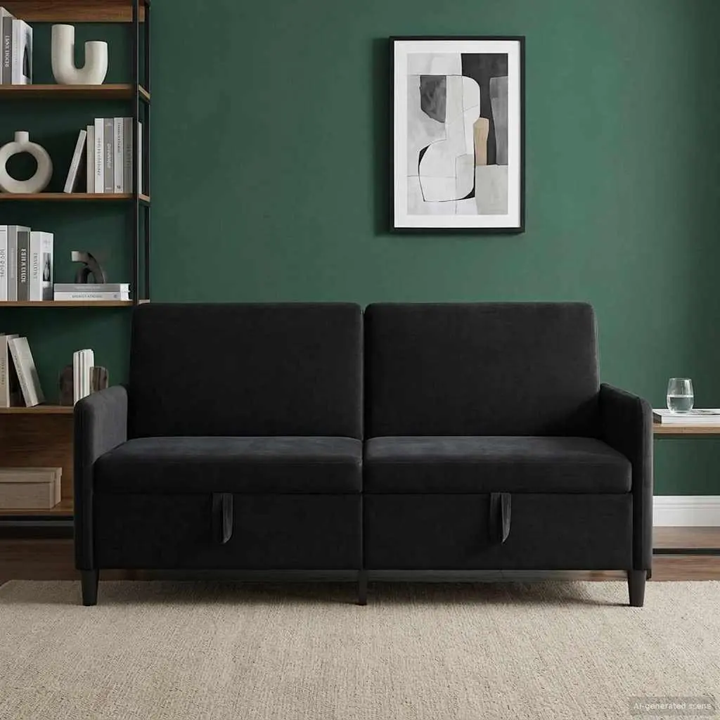 Storage Sofa Black Modern 172x78x87cm Polyester Metal Engineered Wood
