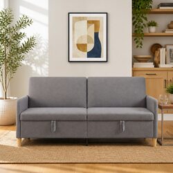 Dark Grey Storage Sofa with Lift-Up Seat for Comfort