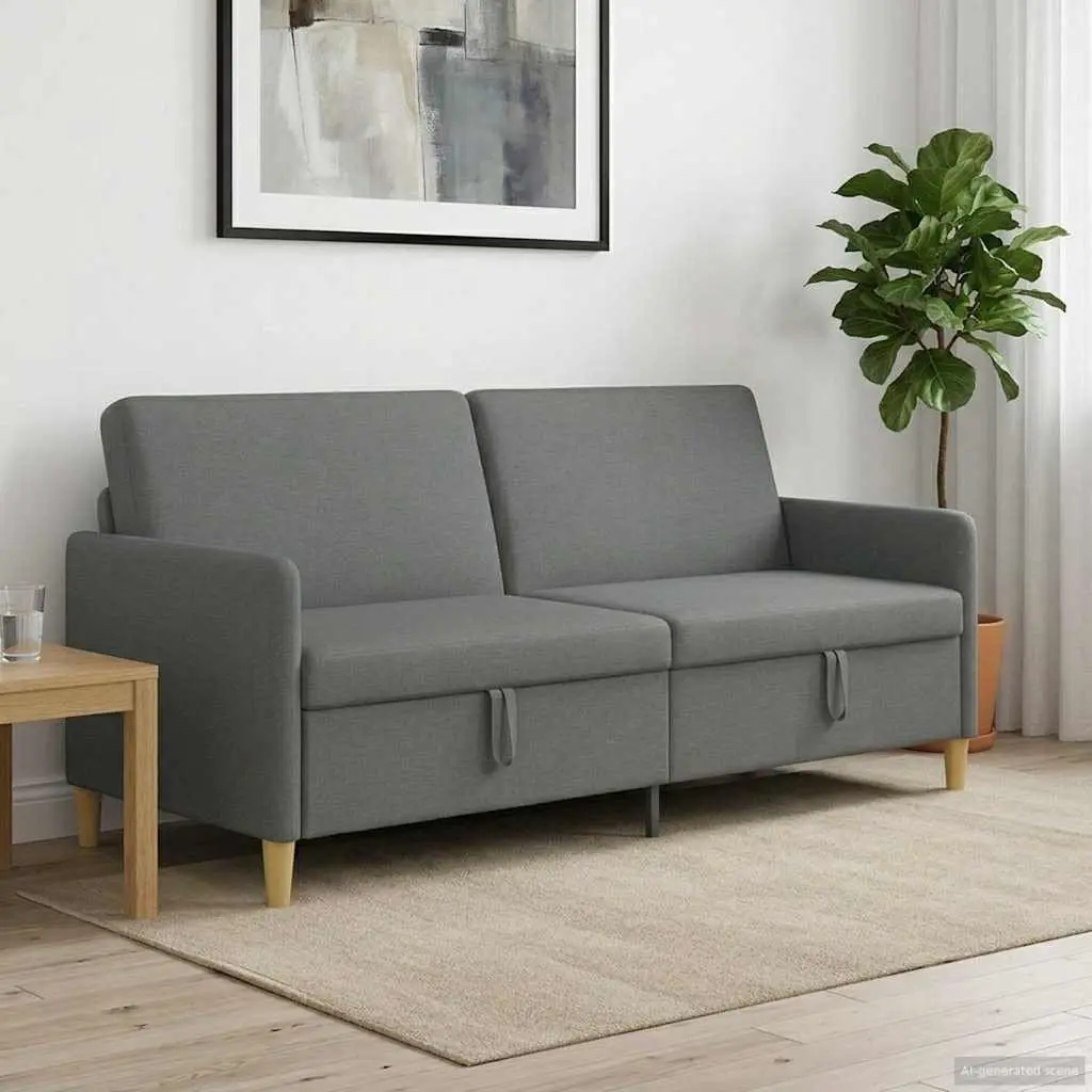 Storage Sofa Dark Grey Modern Lift-Up Seat Polyester Removable Covers