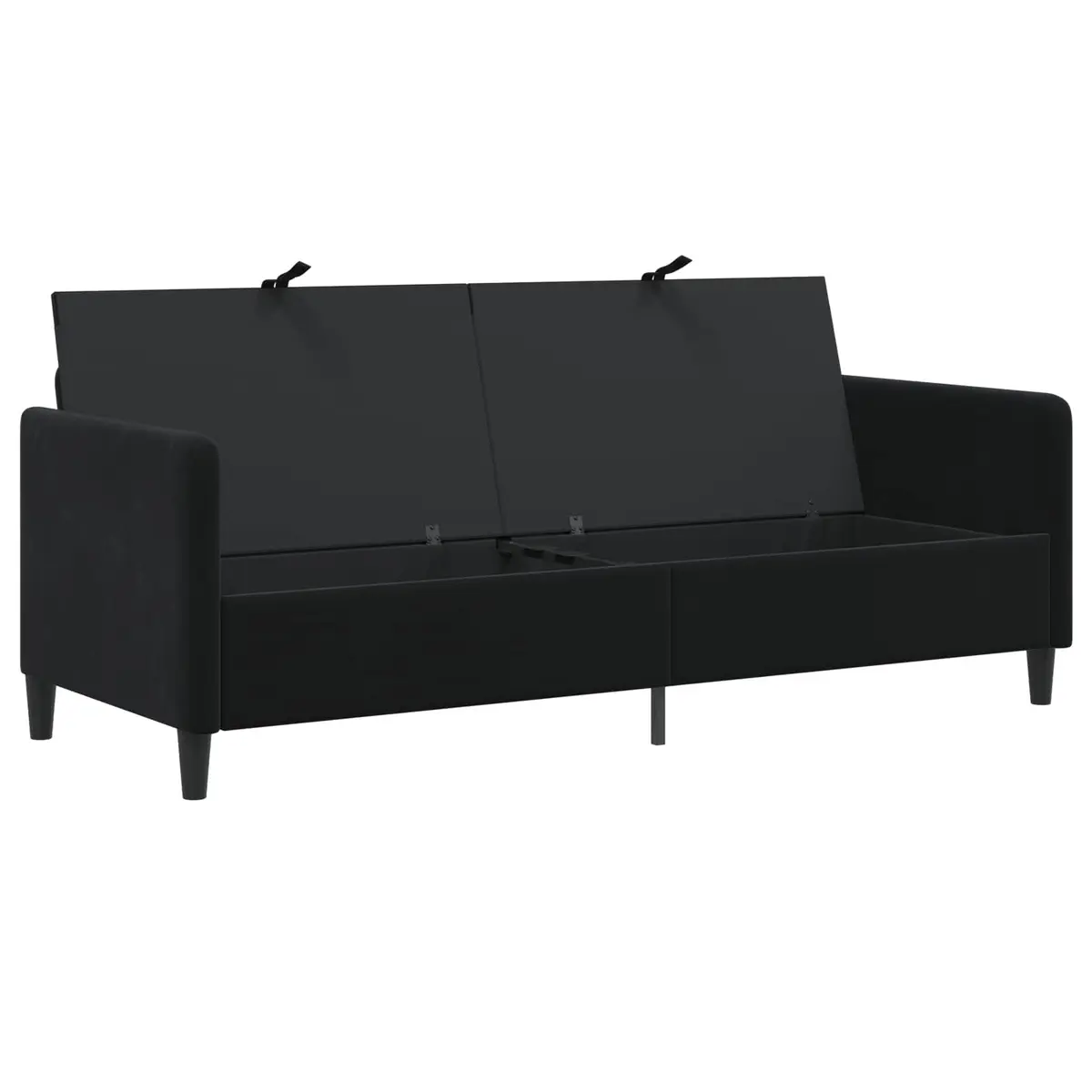Storage Sofa Black Modern Lift-Up Seat Design Living Room Furniture 192x78x87cm