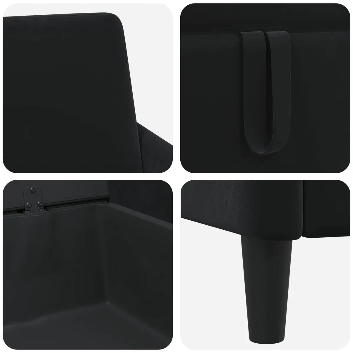 Storage Sofa Black Modern Lift-Up Seat Design Living Room Furniture 192x78x87cm