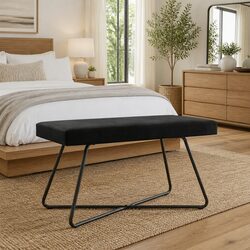 Chic Black Velvet Bench for Living Spaces