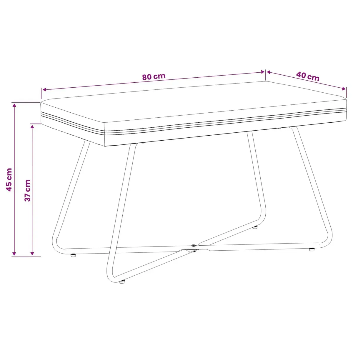 Velvet Bench Black Indoor Seating 80 x 40 x 45 cm Engineered Wood Frame Foam Cushion