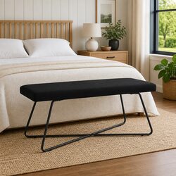 Elegant Black Velvet Bench with Engineered Wood Frame