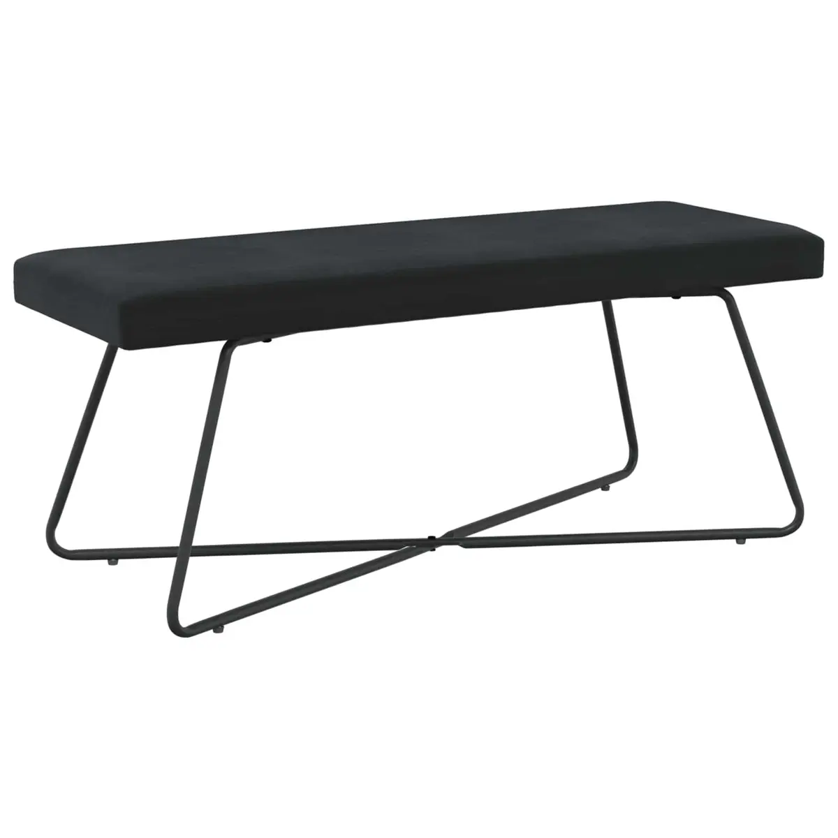 Modern Bench Black Velvet Upholstery Engineered Wood Frame Cross Leg Design