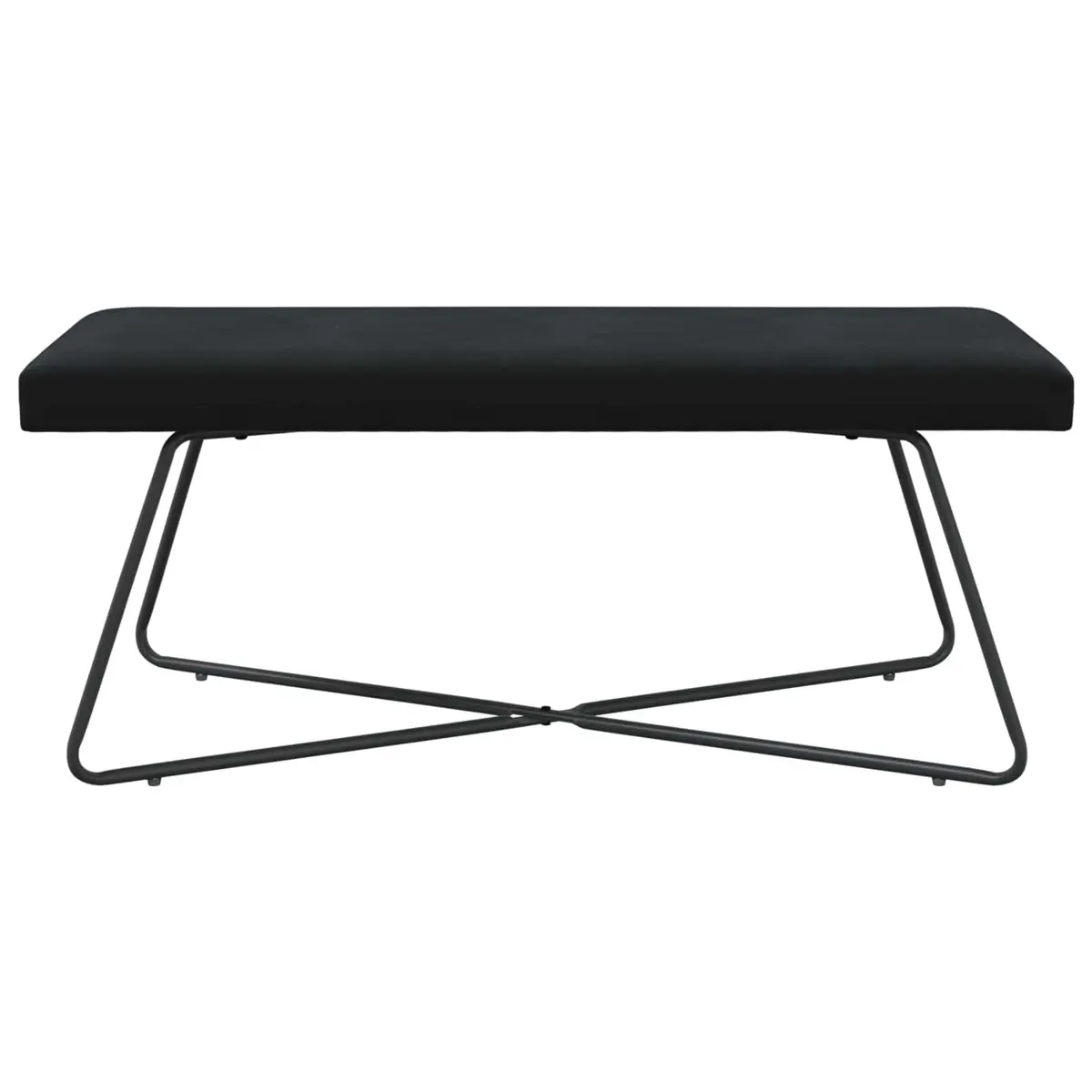 Modern Bench Black Velvet Upholstery Engineered Wood Frame Cross Leg Design