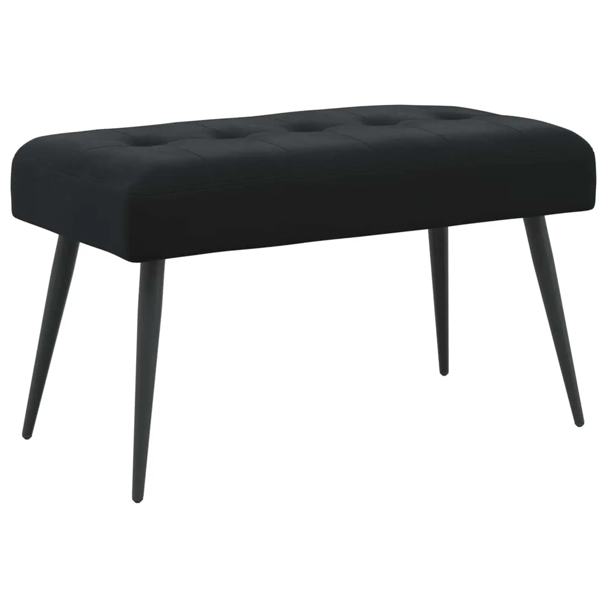 Button Tufted Bench Black Velvet Upholstery Modern Seating Living Room Bedroom