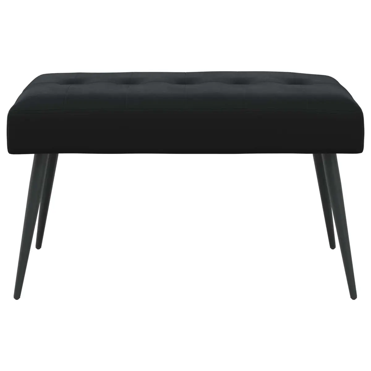 Button Tufted Bench Black Velvet Upholstery Modern Seating Living Room Bedroom