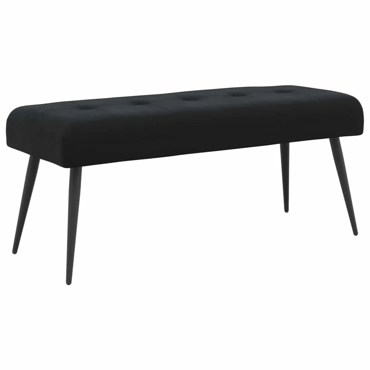 Button Tufted Velvet Bench Black Upholstered Indoor Furniture 110 x 40 x 46 cm Engineered Wood Frame Metal Legs Foam Cushion