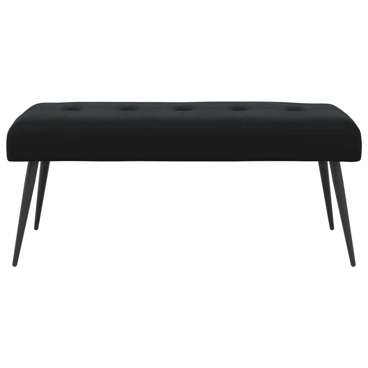 Button Tufted Velvet Bench Black Upholstered Indoor Furniture 110 x 40 x 46 cm Engineered Wood Frame Metal Legs Foam Cushion