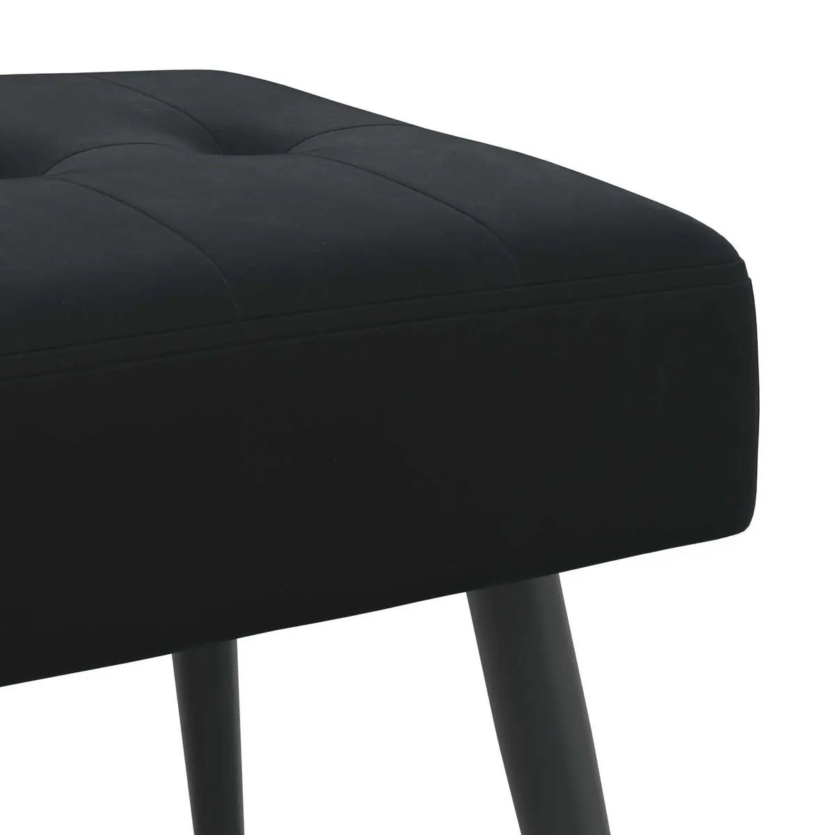 Button Tufted Velvet Bench Black Upholstered Indoor Furniture 110 x 40 x 46 cm Engineered Wood Frame Metal Legs Foam Cushion