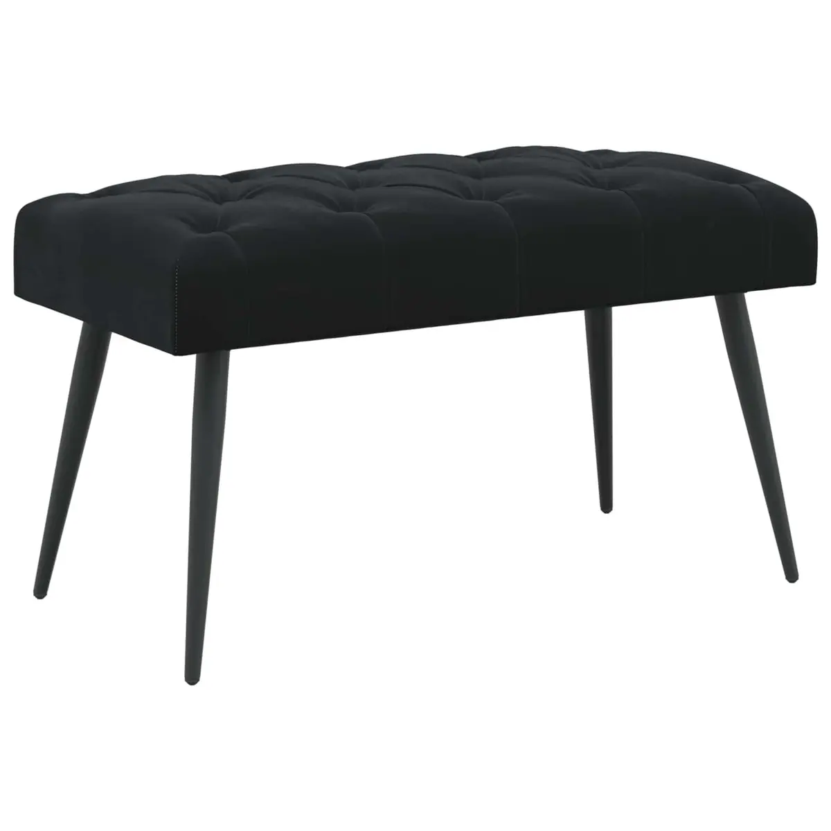 Button Tufted Bench Black Velvet Seat Foam Cushion Engineered Wood Frame