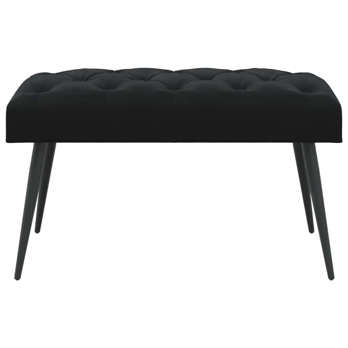 Button Tufted Bench Black Velvet Seat Foam Cushion Engineered Wood Frame