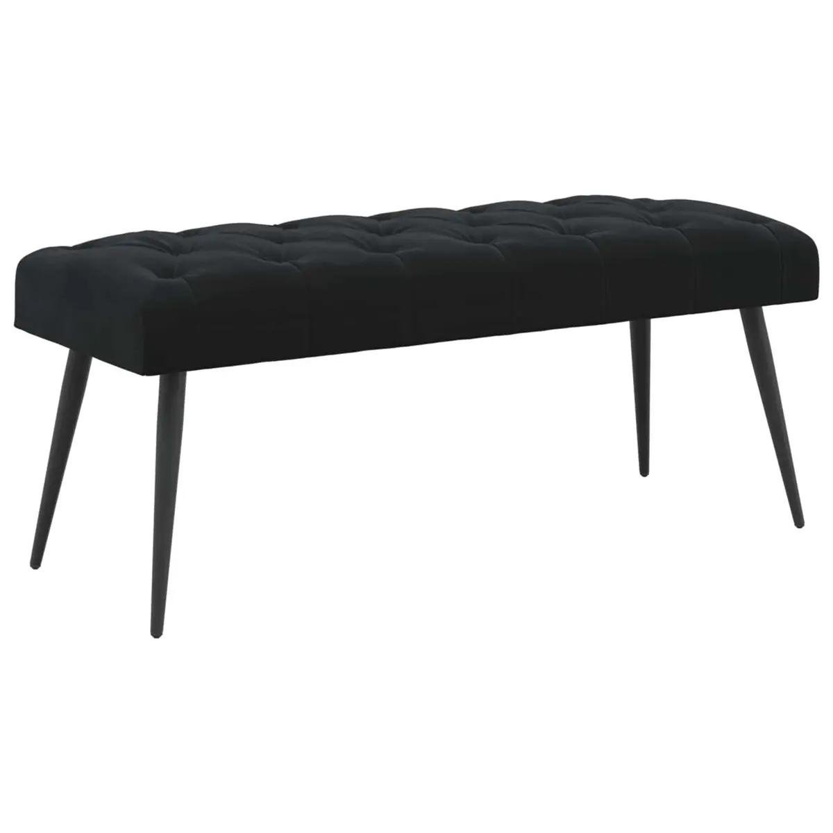 Button Tufted Velvet Bench Black Seat Ottoman Furniture 110 x 40 x 46 cm