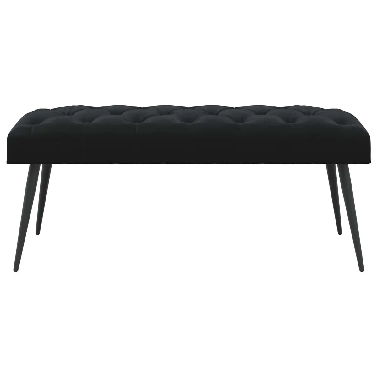 Button Tufted Velvet Bench Black Seat Ottoman Furniture 110 x 40 x 46 cm
