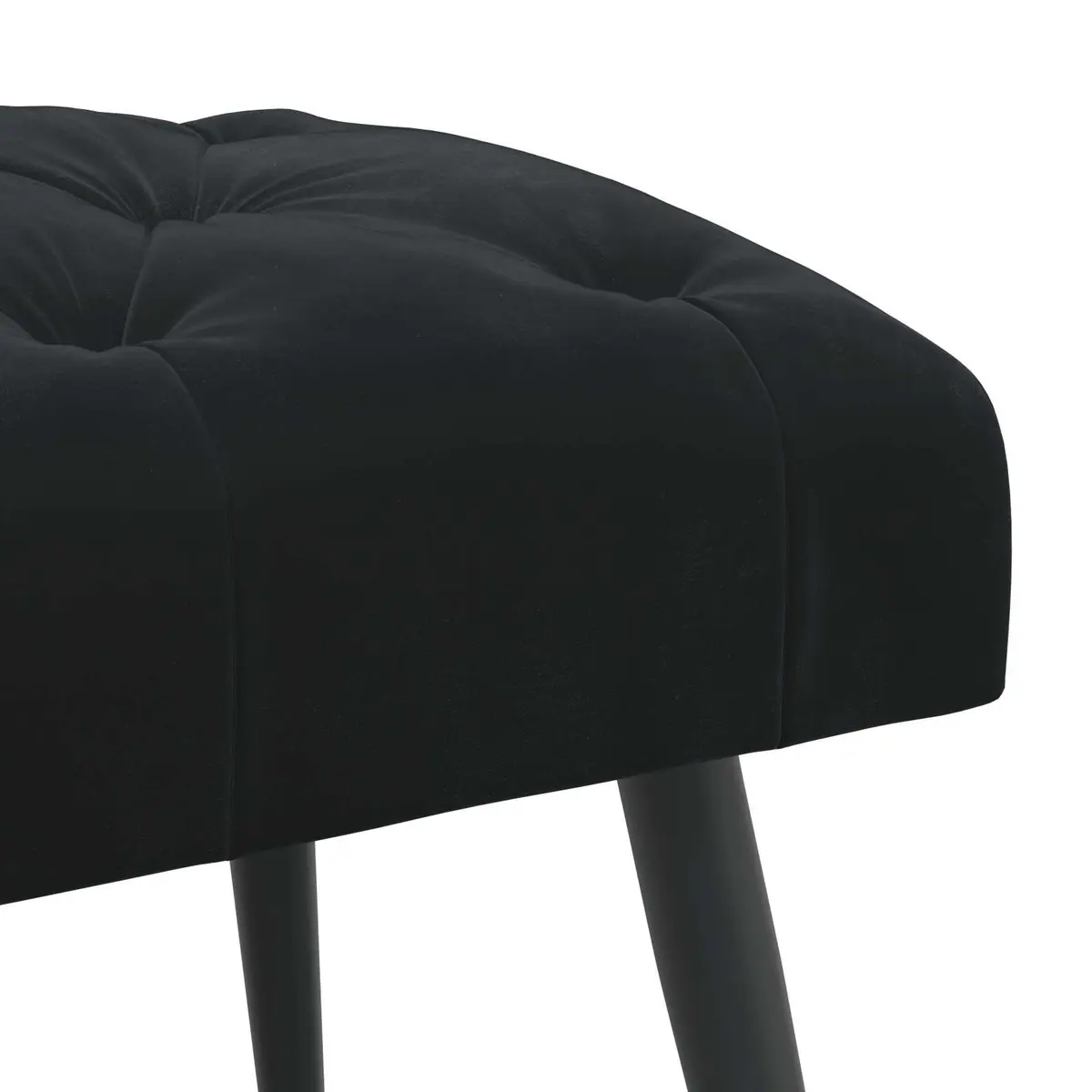 Button Tufted Velvet Bench Black Seat Ottoman Furniture 110 x 40 x 46 cm