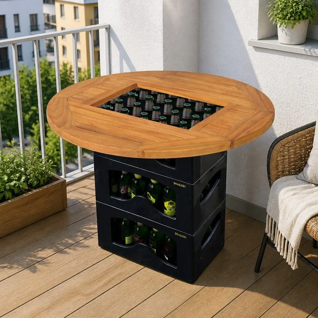 Beer Crate Tabletop Brown 70cm Portable Accessory Outdoor Camping