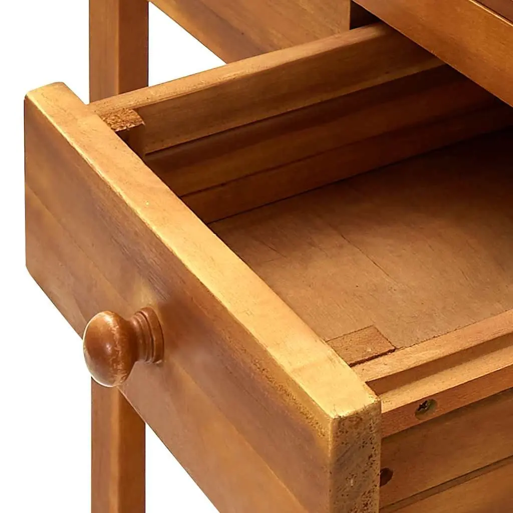 Garden Kitchen Trolley Solid Acacia Wood Brown 92 x 43.5 x 141.5 cm with Storage Drawer Shelf Hooks Wheels