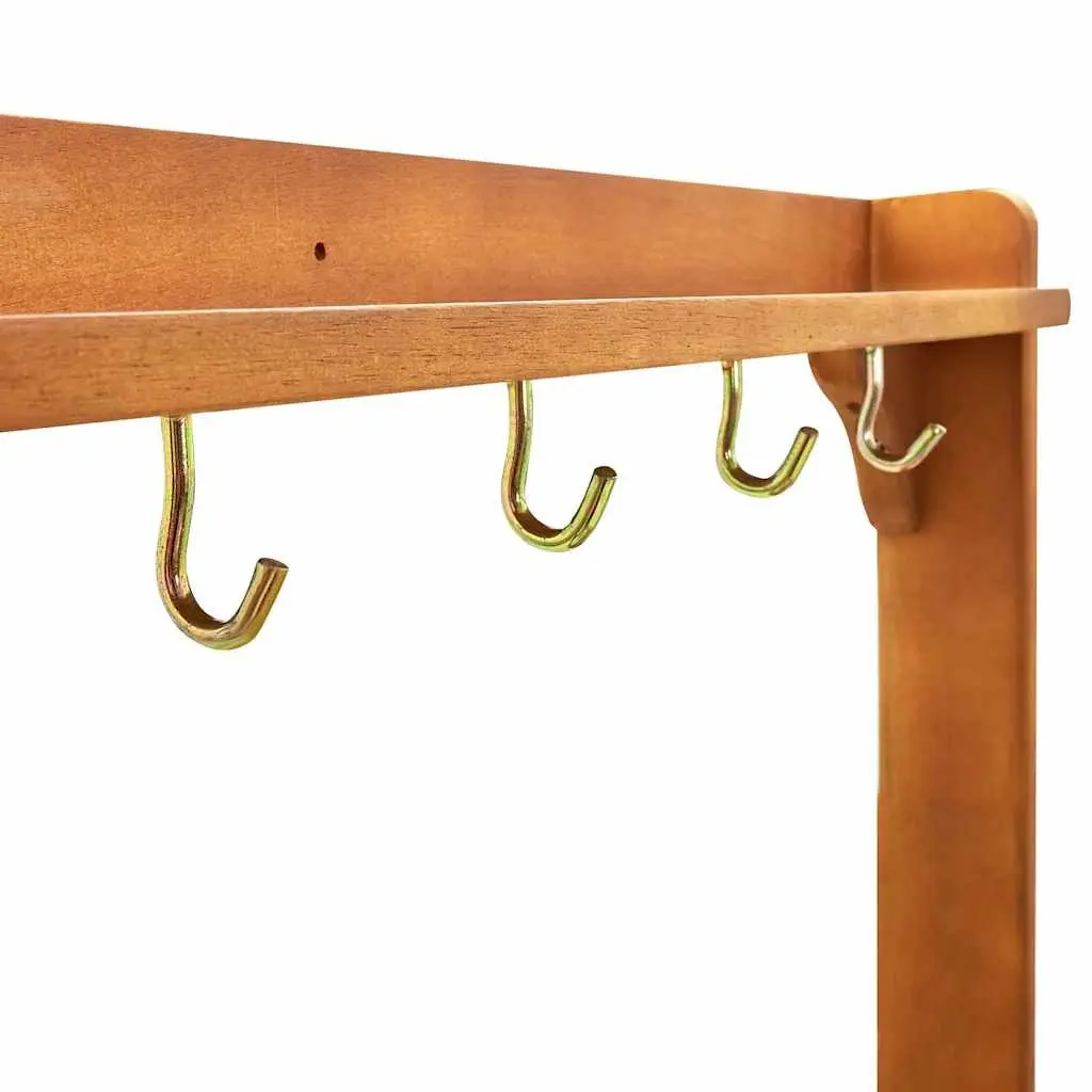 Garden Kitchen Trolley Solid Acacia Wood Brown 92 x 43.5 x 141.5 cm with Storage Drawer Shelf Hooks Wheels