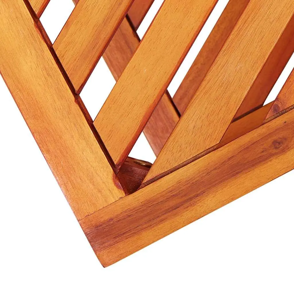 End Table Solid Acacia Wood Brown Diagonal Pattern Two-Tier Storage 45 x 33 x 45 cm