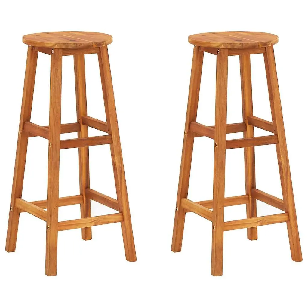 2-Piece Bar Stool Set in Solid Acacia Wood