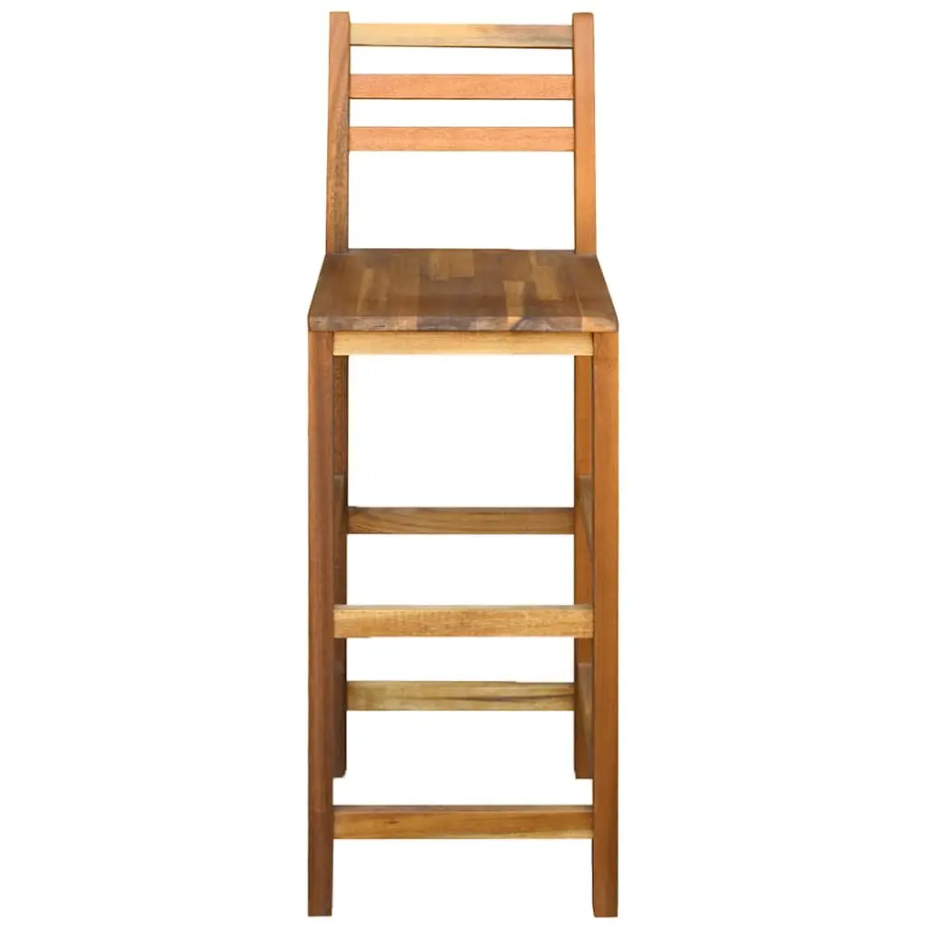 Outdoor Bar Stools Set of 2 Brown Solid Acacia Wood with Backrest and Footrest
