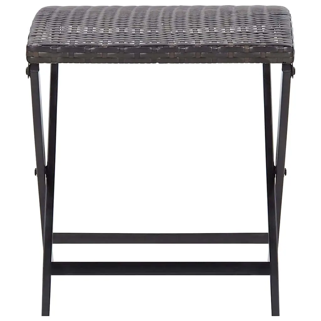 Folding Stool Brown Weather-resistant PE Rattan Lightweight Portable Garden