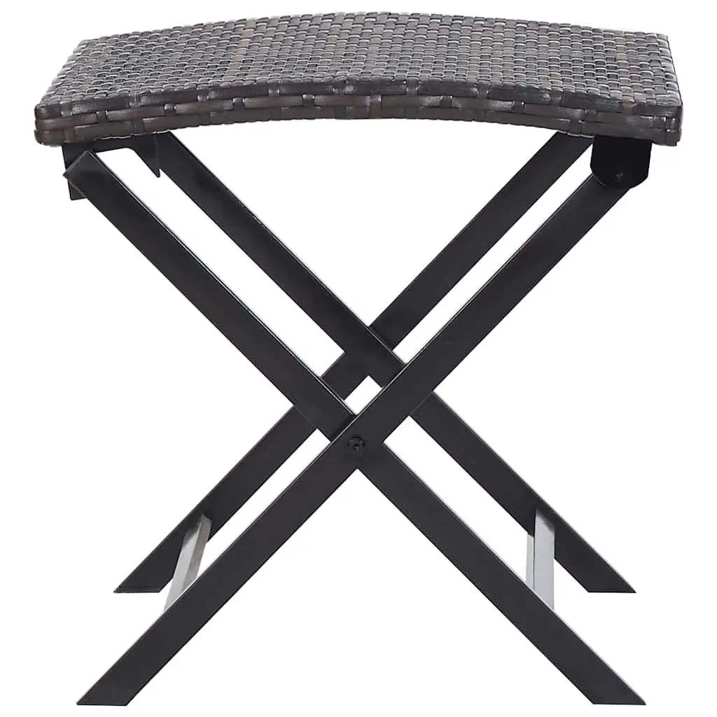 Folding Stool Brown Weather-resistant PE Rattan Lightweight Portable Garden