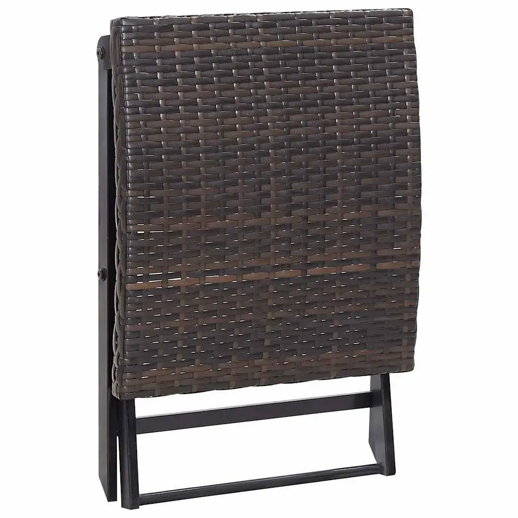 Folding Stool Brown Weather-resistant PE Rattan Lightweight Portable Garden