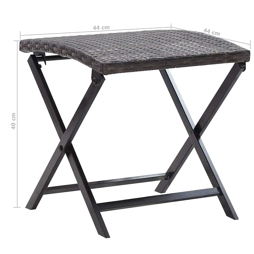 Folding Stool Brown Weather-resistant PE Rattan Lightweight Portable Garden