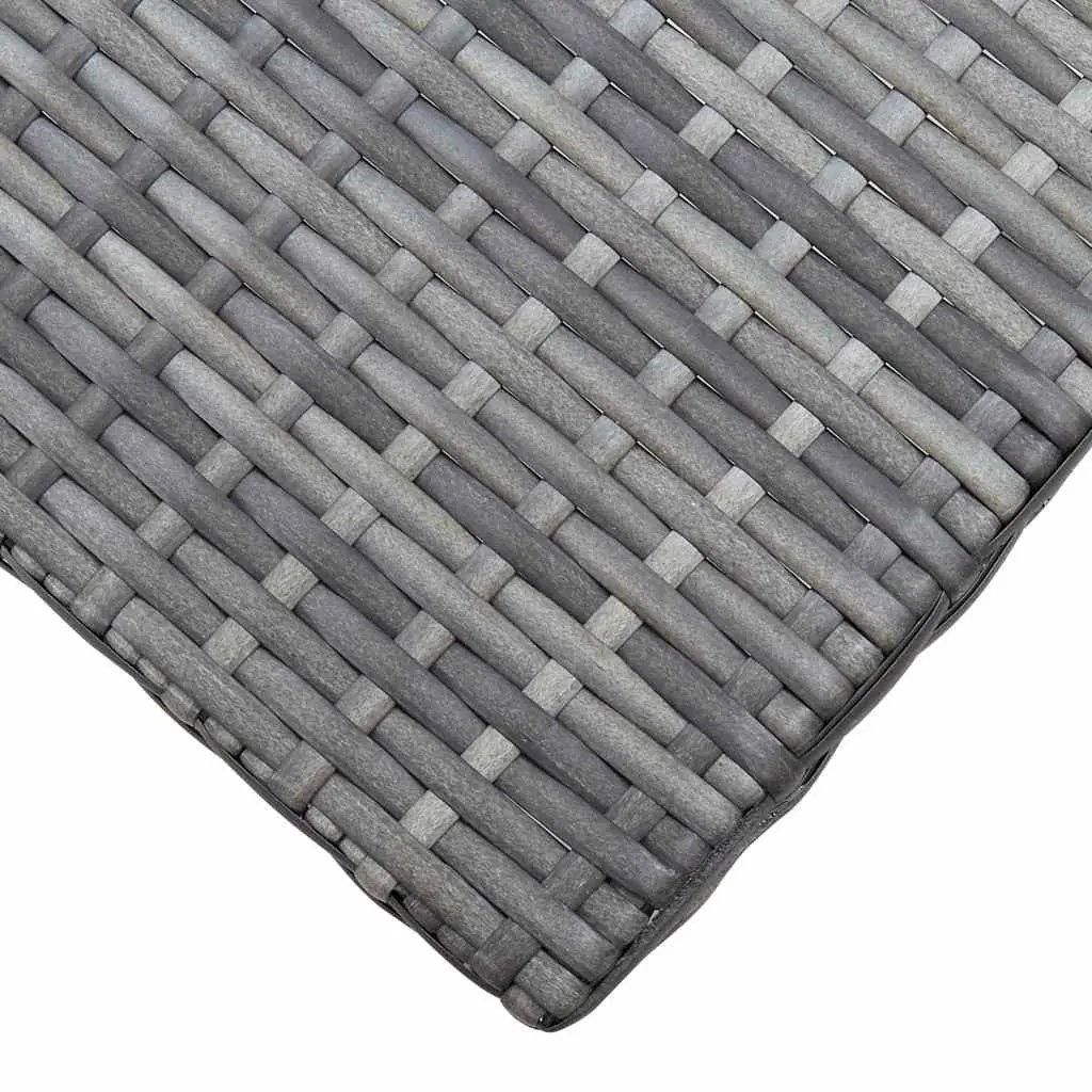 Folding Stool Grey Rattan Seat Lightweight Portable Powder-coated Steel Frame