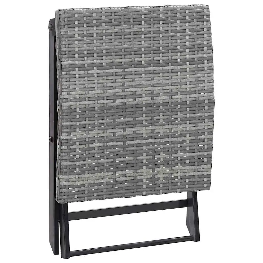 Folding Stool Grey Rattan Seat Lightweight Portable Powder-coated Steel Frame