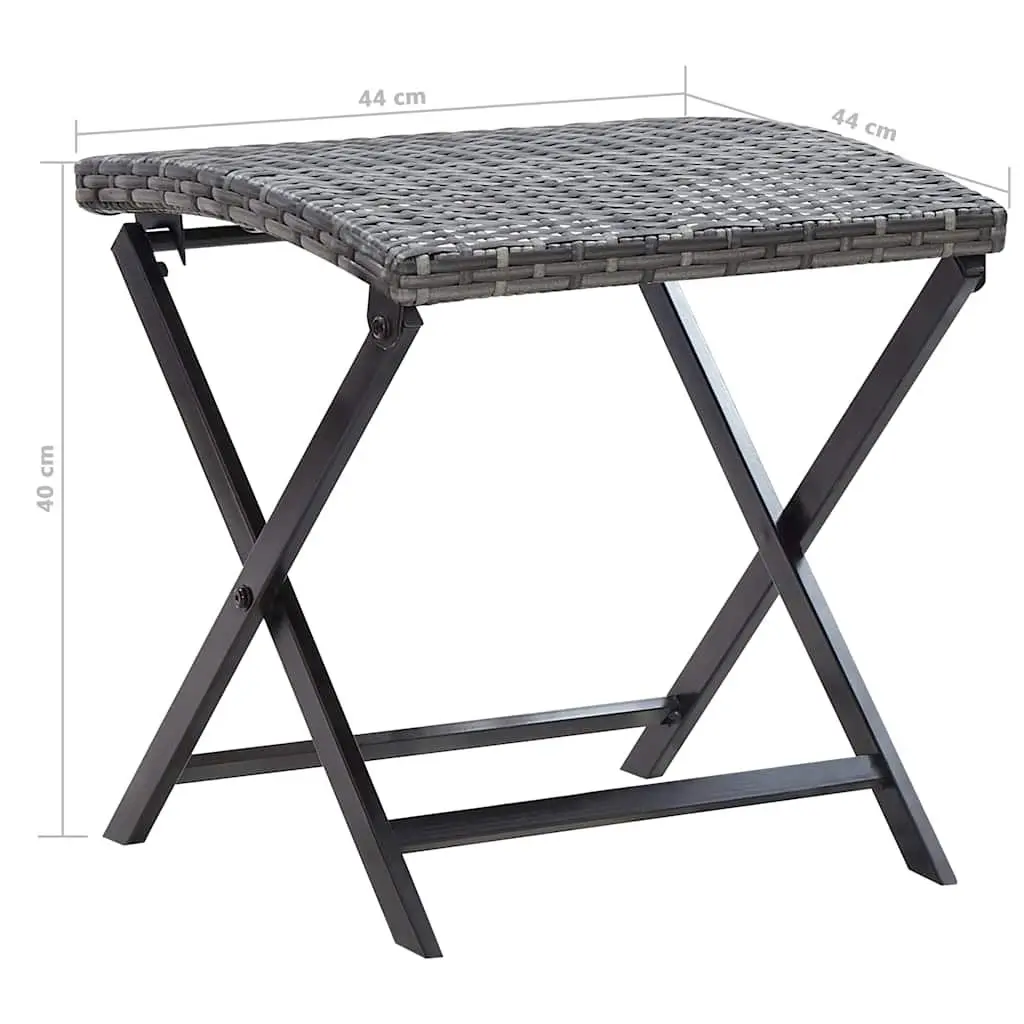 Folding Stool Grey Rattan Seat Lightweight Portable Powder-coated Steel Frame
