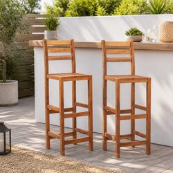 Wooden Bar Stools Set of 2 for Outdoor Living Spaces