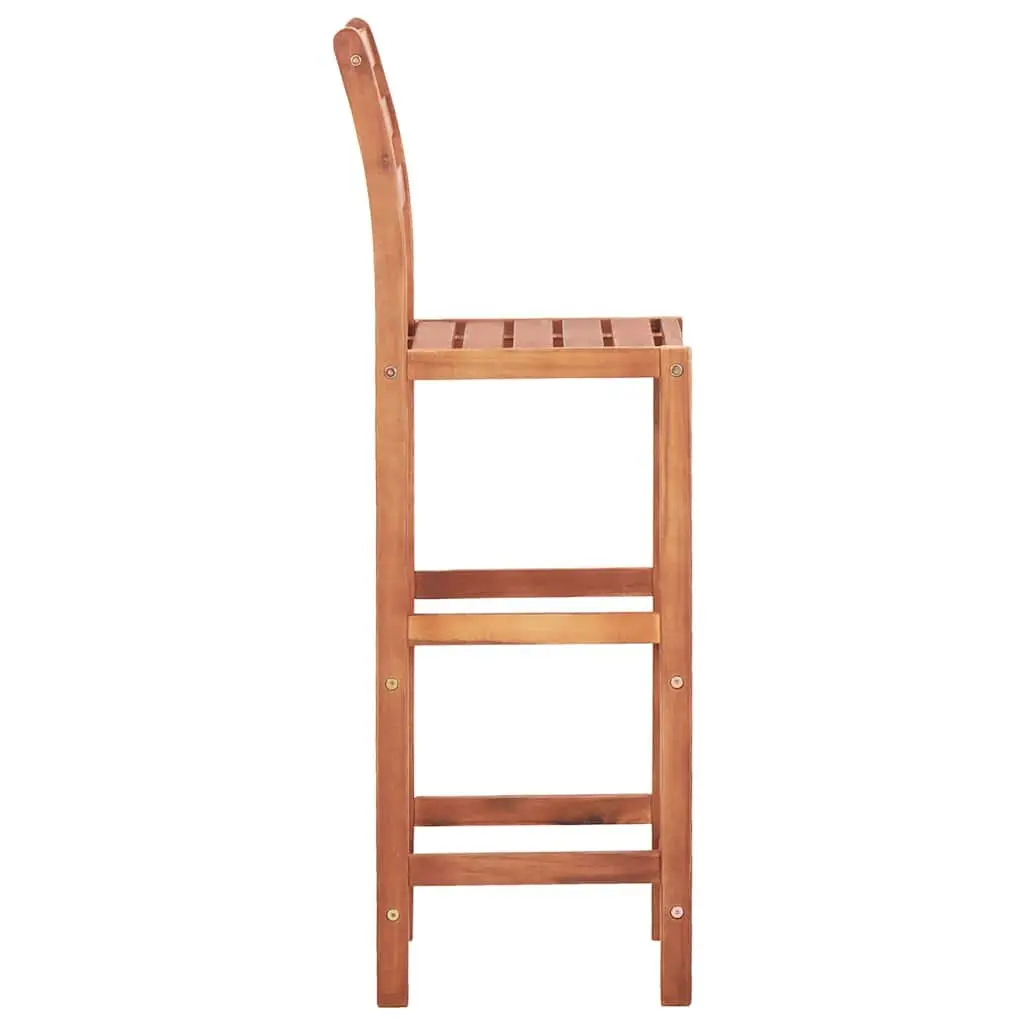 Bar Chairs 4 pcs Acacia Wood Bar Stools with Backrest Outdoor Kitchen Seating